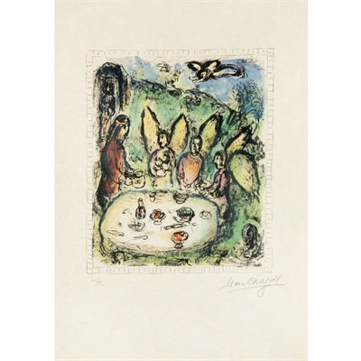 Lot 399 - Marc Chagall ABRAHAM AND THE THREE ANGELS (M....
