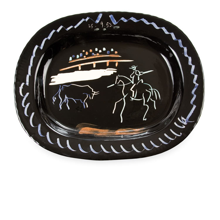 Lot 475 - Pablo Picasso CORRIDA ON BLACK GROUND (A.R....