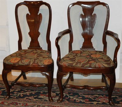 Lot 421 - Set of Ten Queen Anne Style Fruitwood Dining...