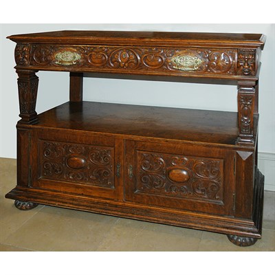 Lot 1402 - Renaissance Revival Carved Oak Server The...