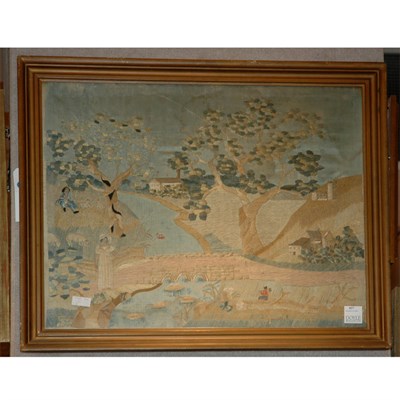 Lot 437 - English Silk and Wool Landscape Scene Height...