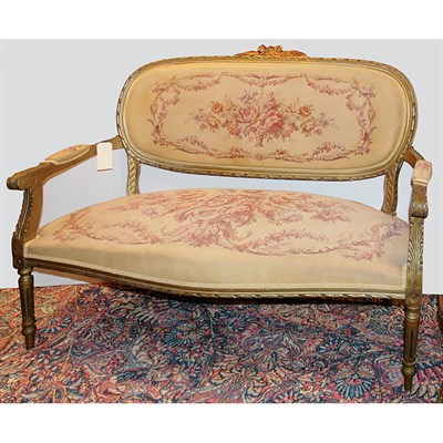 Lot 1424 - Louis XVI Style Painted and Parcel Gilt Wood...