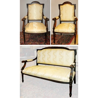 Lot 1404 - Louis XVI Style Carved Mahogany Salon Suite...