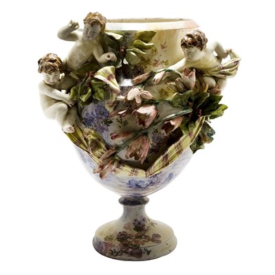 Lot 453 - Continental Figural Decorated Ceramic Pedestal...