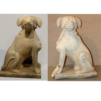 Lot 16 - Pair of Carved Marble Figures of Dogs Height...