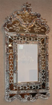 Lot 344 - Venetian Glass Mirror Height 46 inches, width...