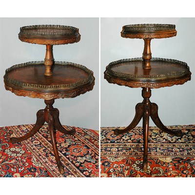 Lot 1445 - Pair of Rococo Style Marquetry Inlaid and...