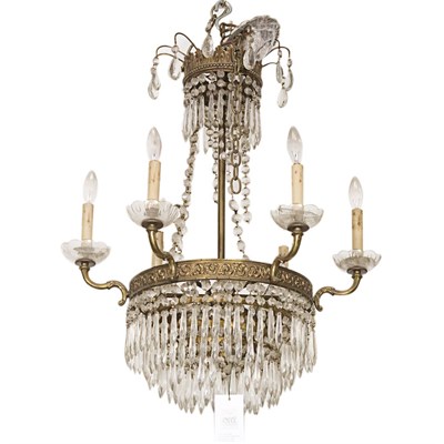 Lot 284C - Louis XVI Style Gilt-Metal and Glass Six-Light...
