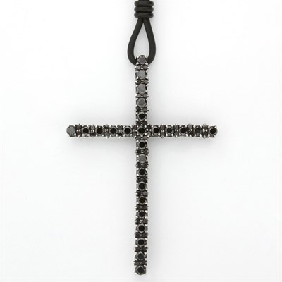 Lot 200 - Black Diamond Cross Pendant with Rubber Cord Necklace
