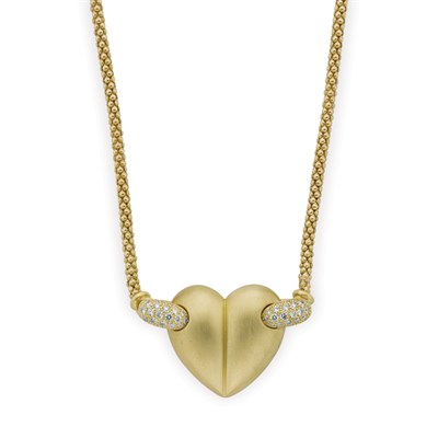 Lot 59 - Gold and Diamond Heart Pendant-Necklace, Barry Kieselstein-Cord