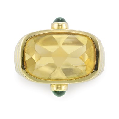 Lot 158 - Gold, Cabochon Citrine and Cabochon Tourmaline Ring, Van Cleef & Arpels