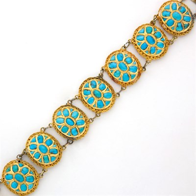 Lot 493 - Gold and Turquoise Bracelet