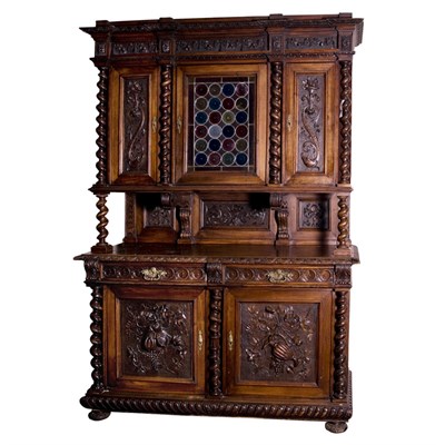 Lot 112 - Baroque Style Carved Mahogany Two-Part Cabinet...