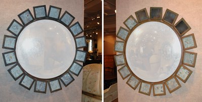 Lot 207 - Pair of Metal and Mirror Framed Convex Glass...