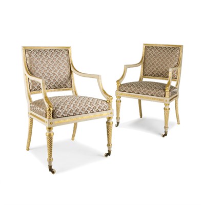 Lot 394 - Pair of Neoclassical Style Gold Decorated...
