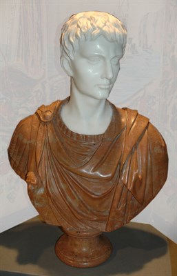 Lot 484 - White and Rose Marble Bust of classical Male...