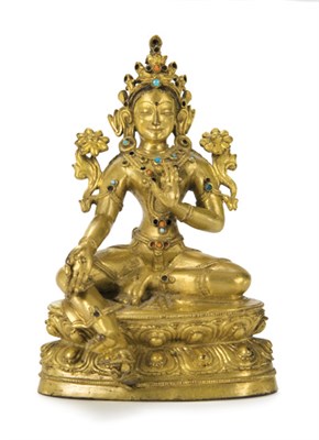 Lot 5 - Tibetan Gilt-Bronze Figure of Syamatara 18th...