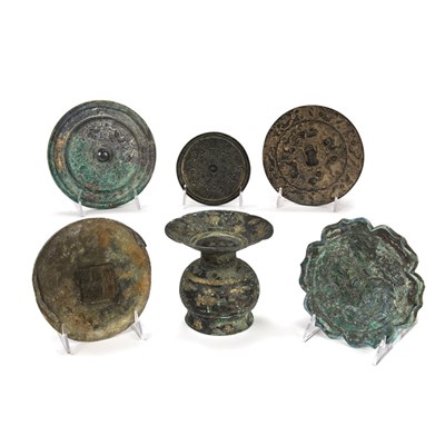 Lot 184 - Group of Five Chinese Bronze Mirrors Han...