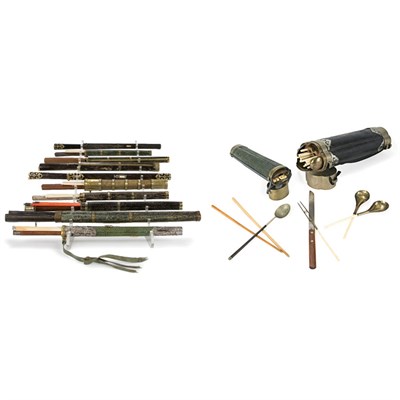 Lot 279 - Group of Ten Chinese Travel Utensil Sets...