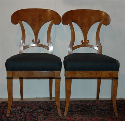 Lot 236 - Set of Six Biedermeier Fruitwood Side Chairs