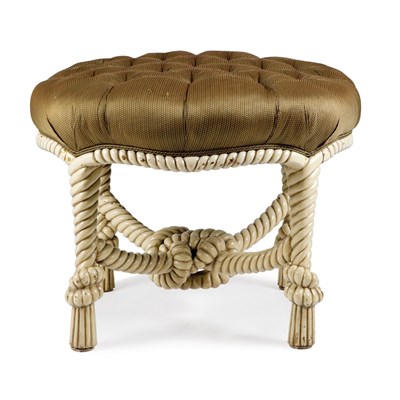 Lot 406 - White Painted Rope-Form Ottoman Height 22...