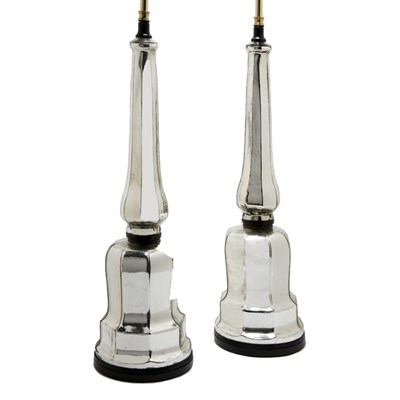 Lot 445 - Pair of Mercury Glass Style Two-Light Lamps...