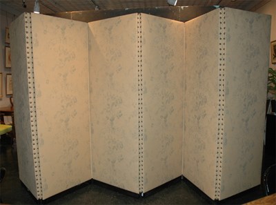 Lot 129 - Floral Decorated Fabric Six-Panel Screen...