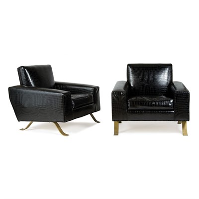 Lot 165 - Pair of Armchairs 20th/21st Century Simulated...