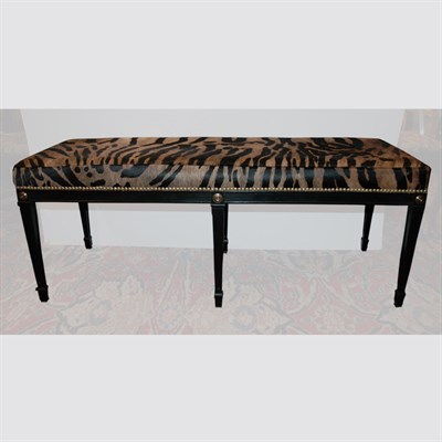 Lot 429 - Neoclassical Style Black Painted Bench With...