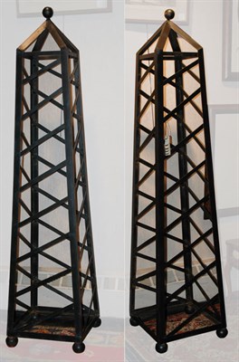 Lot 129 - Pair of Black Painted Metal Trellis-Form...