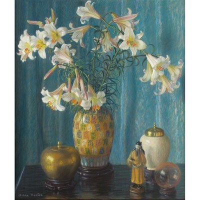 Lot 39 - Adele Herter American, 1869-1946 Lilies in a...