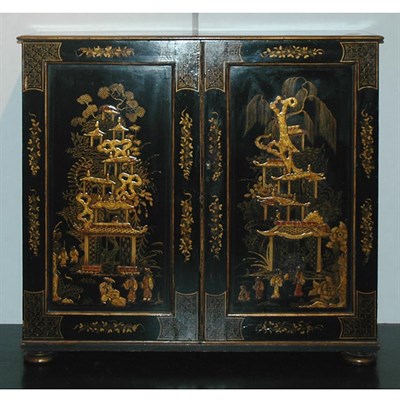 Lot 552 - Victorian Japanned Cabinet Mid 19th century...