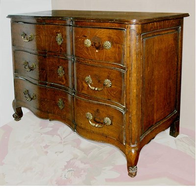 Lot 189 - Provincial Louis XV Oak Chest of Drawers Mid...