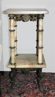 Lot 1124A - Gilt-Metal and Onyx Two-Tier Side Table The...