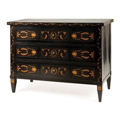 Lot 589 - Continental Neoclassical Ebonized and Penwork...