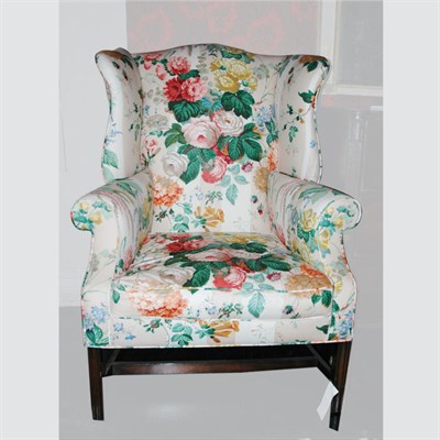 Lot 463 - George III Style Mahogany Upholstered Wing Chair