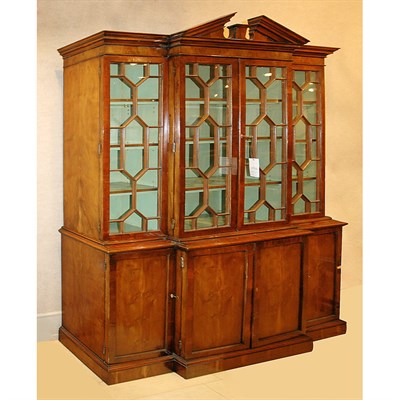 Lot 468 - George III Style Yewwood Breakfront Bookcase...