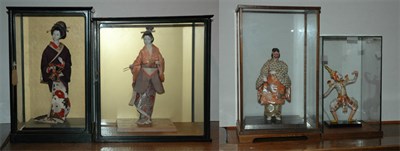 Lot 153 - Group of Four Asian Dolls in Vitrines...