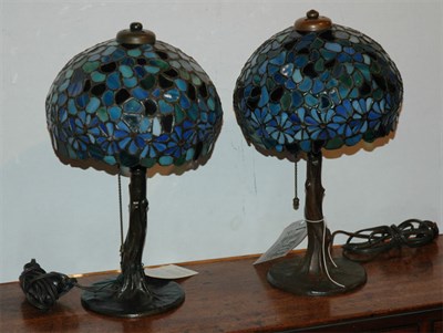 Lot 245 - Companion Pair of Handel Leaded Glass and...