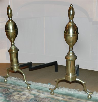 Lot 325 - Pair of Georgian Style Brass Andirons Height...
