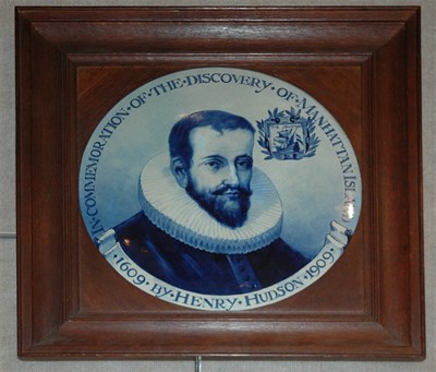 Lot 324 - Framed Delft Plaque Commemorating Henry Hudson...