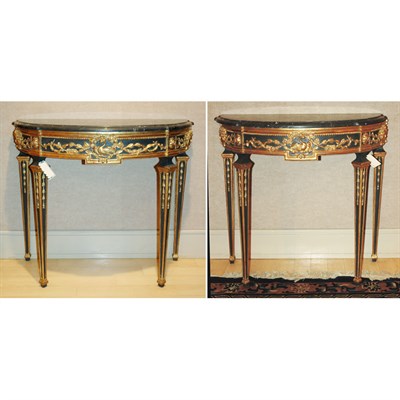 Lot 367 - Pair of Neoclassical Style Marble Top Parcel...