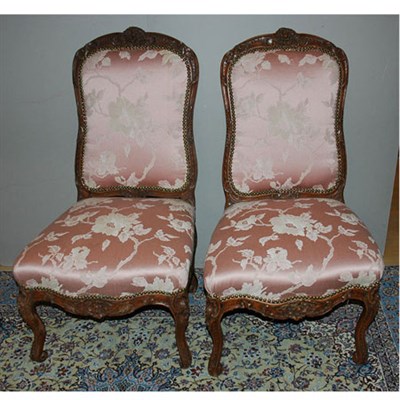 Lot 363A - Pair of Early Louis XV Style Walnut Chaises a...