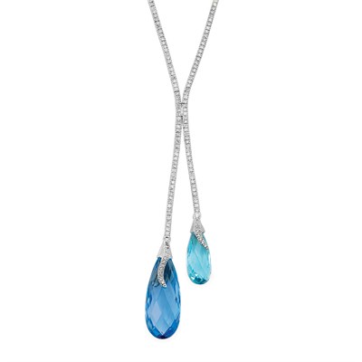 Lot 32 - Diamond and Blue Topaz Necklace