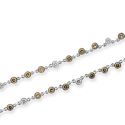 Lot 146 - White Gold, Brown Diamond and Diamond Chain Necklace