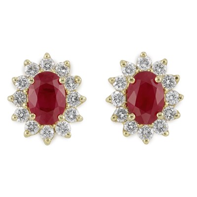 Lot 17 - Pair of Ruby and Diamond Earrings