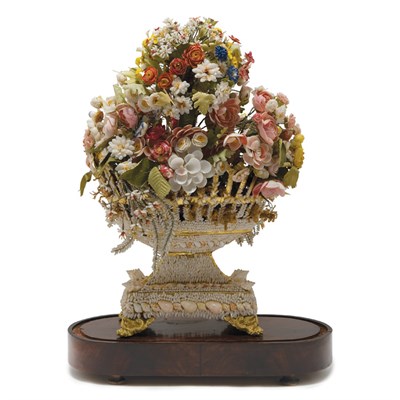 Lot 245 - Victorian Shell Floral Arrangement Under a...