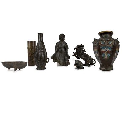 Lot 202 - Group of Seven Chinese and Japanese Bronze...
