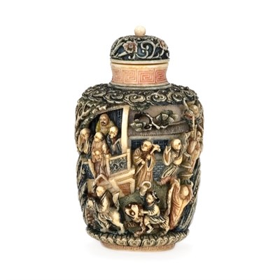 Lot 237 - Japanese Painted Ivory Snuff Bottle 19th...