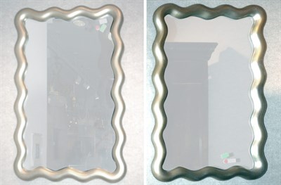 Lot 528 - Pair of Silvered-Wood Framed Mirrors with Wave...